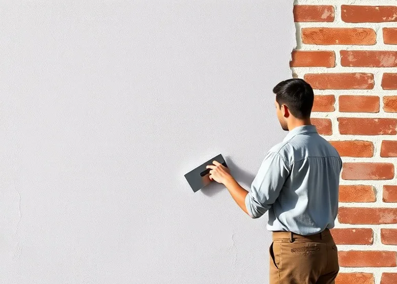 Application d'un enduit décoratif à la lisseuse sur un mur